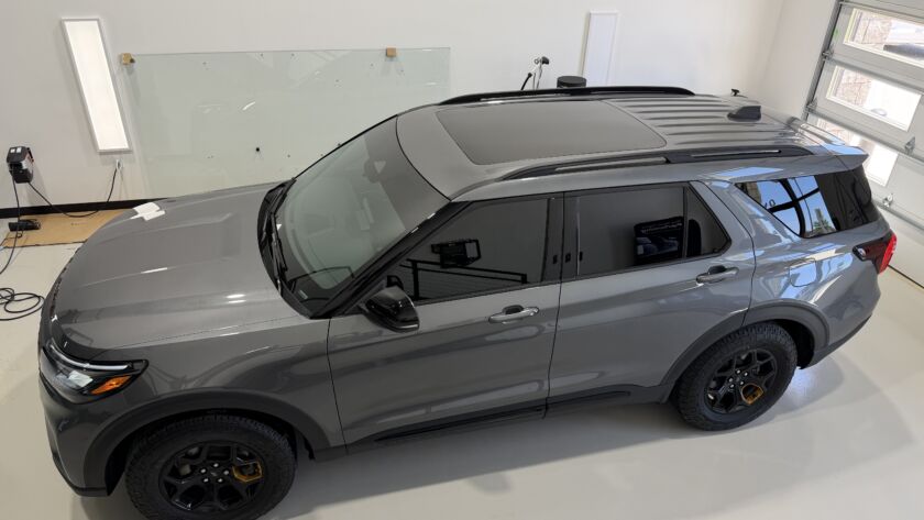 Heat-rejecting window tint on a Ford Explorer at Kingdom Window Tint in Lewisville, TX