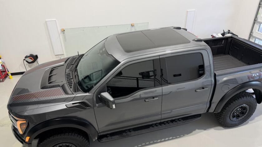 Legal window tint on a Ford Raptor at Kingdom Window Tint in Lewisville, TX