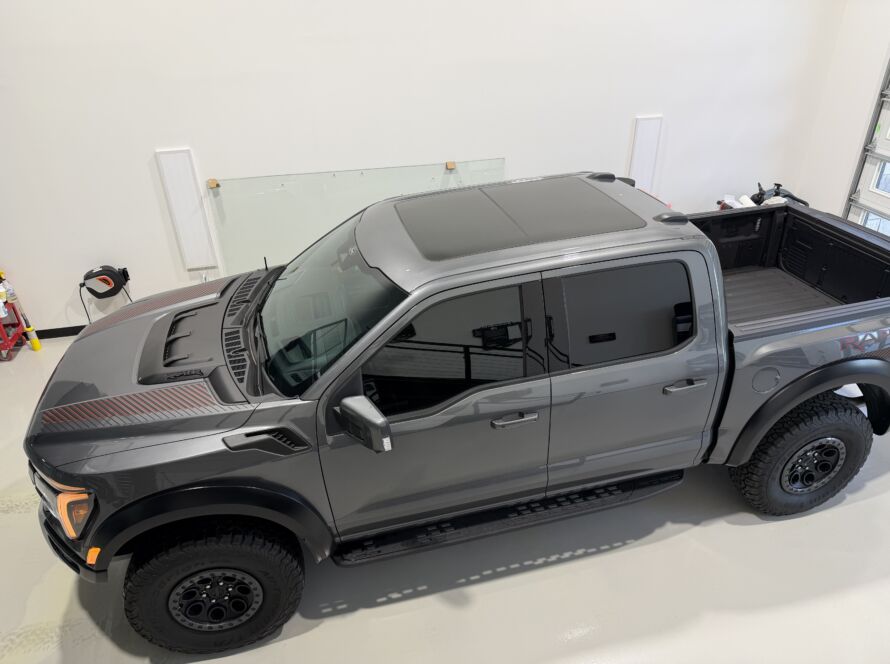 Legal window tint on a Ford Raptor at Kingdom Window Tint in Lewisville, TX