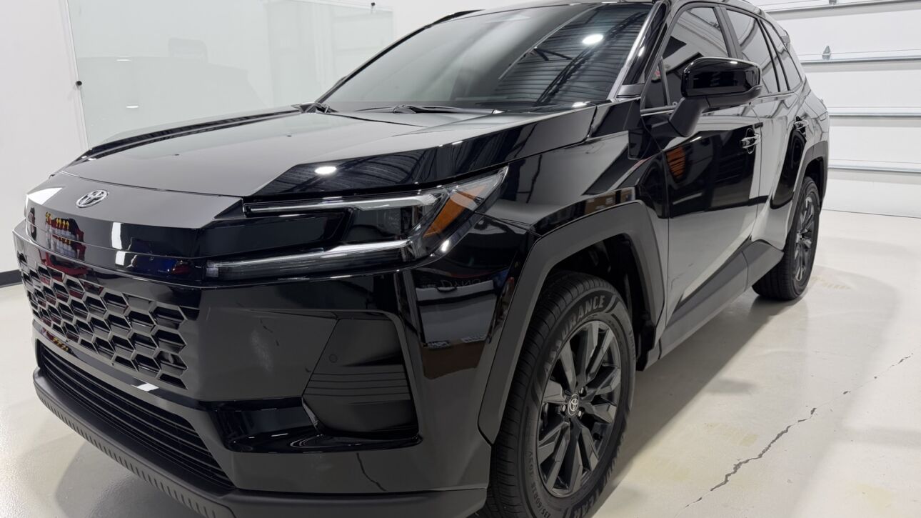 Black Toyota RAV4 XLE after ceramic coating at Kingdom Window Tint in Lewisville, TX