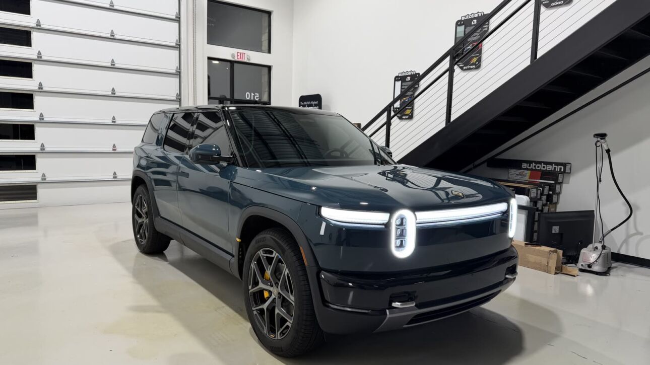 Rivian R1S with ceramic coating over PPF at Kingdom Window Tint in Lewisville, TX