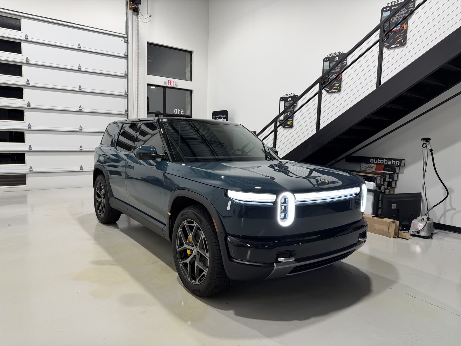 Rivian R1S with ceramic coating over PPF at Kingdom Window Tint in Lewisville, TX